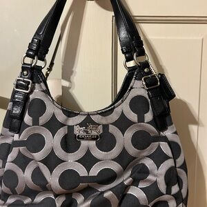 Coach Black and Gray Signature Shoulder Bag